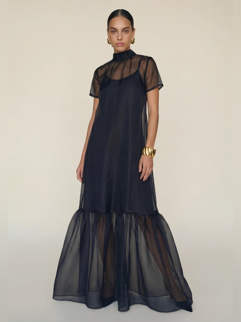 NWT Few Moda Melody Maxi Dress size XL Black Mesh Caara